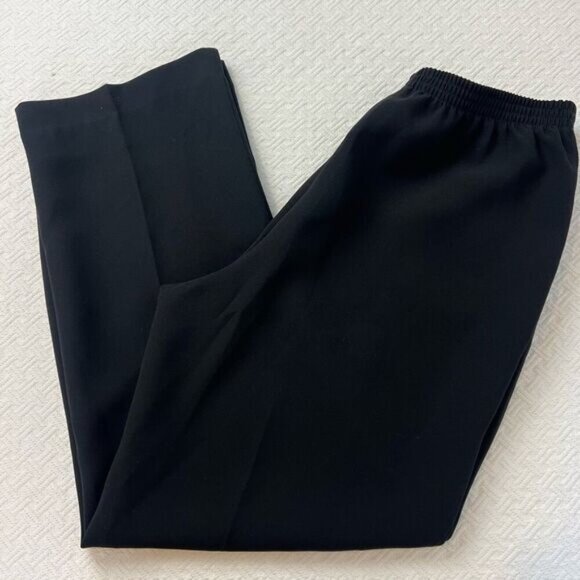 Vintage Alfred Dunner Women’s Size 12 Black Casual Pull on Pants Flared Wide - Picture 1 of 12